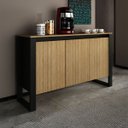Ver imagem 1 de Balcão para Escritório com 3 Portas Estilo Industrial Me4147 Tecnomobili Amêndoa/preto
