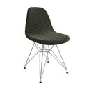 Ver imagem 5 de Mesa Jantar Londres Retangular Canela 137x90 Base Preta 6 Cadeiras Estofadas Verde Ferro Branco