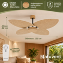 Ver imagem 5 de Ventilador de Teto com Controle Remoto Natuvent Dahlia no Light 4 Pás Palha Natural