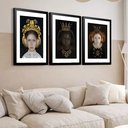 Ver imagem 1 de Kit 3 Quadros Grandes Garotinhas 60x48cm:moldura Preta