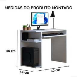 Escrivaninha Gamer com Suporte para Teclado Extensível e Prateleiras – Jm3 Móveis:branco - 3