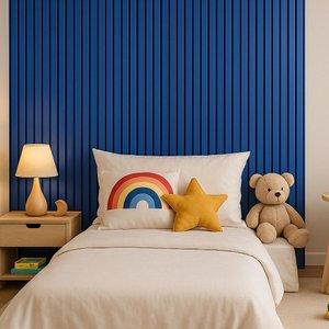 Kit 40 Unidades - Revestimento Ripado Placa Mdf Painel Decorativo 45 X 11 Cm: Azul