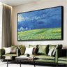 Quadro Van Gogh Campo De Trigo Sob Nuvens De Trovao:90x60 cm/PRETA - 3