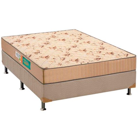 Cama Box Casal: Colchão Espuma Polar D33 Pérola + Base CRC Rústico Clean(138x188)