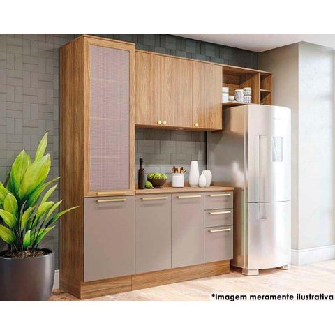 Cozinha Completa Botanic 5 Peças (2 Armários + 1 Balcão + 1 Paneleiro + 1 Complemento) M654