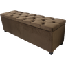 Puf Baú Estofado Casal Tamanho de 140x40x45cm Cor Marrom - Tecido em Veludo Suede Liso - 1