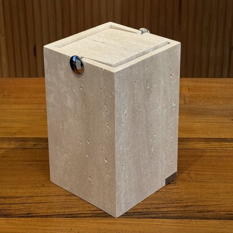 Lixeira C/ Tampa Basculante 15x15x25 Travertino Romano