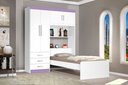 Ver imagem 3 de Guarda Roupa Solteiro com Cama Branco ou Branco/Lilás J&A Móveis Cancun