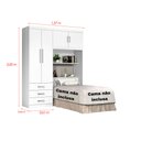 Ver imagem 5 de Guarda Roupa Solteiro com Cabeceira Branco ou Branco/lilás J&a Móveis Cancun 200x158x47