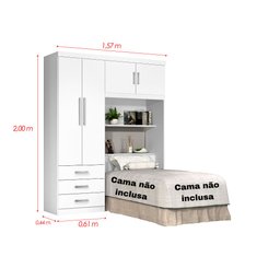 Guarda Roupa Solteiro com Cabeceira Branco ou Branco/lilás J&a Móveis Cancun 200x158x47 - 5
