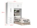 Ver imagem 5 de Guarda Roupa Solteiro com Cabeceira Branco ou Branco/lilás J&a Móveis Cancun 200x158x47