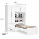 Ver imagem 6 de Guarda Roupa Solteiro com Cama Branco ou Branco/Lilás J&A Móveis Cancun