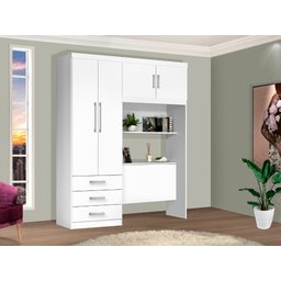 Guarda Roupa Solteiro com Cabeceira Branco ou Branco/lilás J&a Móveis Cancun 200x158x47 - 2