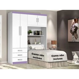Guarda Roupa Solteiro com Cabeceira Branco ou Branco/lilás J&a Móveis Cancun 200x158x47 - 4