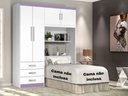 Ver imagem 4 de Guarda Roupa Solteiro com Cabeceira Branco ou Branco/lilás J&a Móveis Cancun 200x158x47