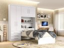 Ver imagem 2 de Guarda Roupa Solteiro com Cama Branco ou Branco/Lilás J&A Móveis Cancun