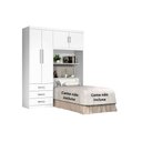 Ver imagem 1 de Guarda Roupa Solteiro com Cabeceira Branco ou Branco/lilás J&a Móveis Cancun 200x158x47