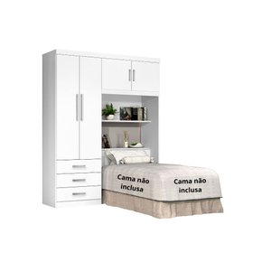 Guarda Roupa Solteiro com Cabeceira Branco ou Branco/lilás J&a Móveis Cancun 200x158x47