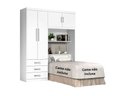 Ver imagem 1 de Guarda Roupa Solteiro com Cabeceira Branco ou Branco/lilás J&a Móveis Cancun 200x158x47