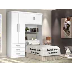 Guarda Roupa Solteiro com Cabeceira Branco ou Branco/lilás J&a Móveis Cancun 200x158x47 - 3