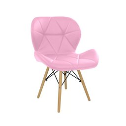 Cadeira Estofada Eiffel Slim Wood Pés de Madeira Rosa - 1