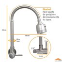 Ver imagem 4 de Torneira Gourmet Cozinha Parede Inox Escovado Dupla Função