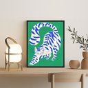 Ver imagem 2 de Quadro Decorativo Abstrato Gato verde 33x24cm:madeira Branca