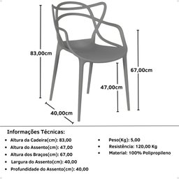 Kit 8 Cadeiras Allegra - Cinza Escuro - 5