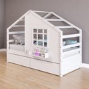Ver imagem 1 de Cama Casinha com Janela com 02 Gavetas Madeira Maciça Branco Housin