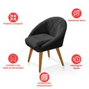Ver imagem 4 de Kit 4 Poltrona Sala Decorativa Louis Veludo Preto Pés Palito Castanho