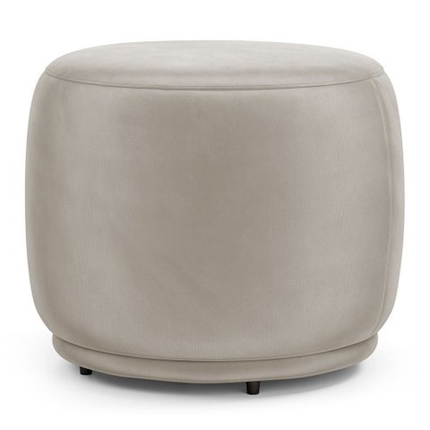 Puff Decorativo Orgânico Living Molly Redondo Veludo Bege - Desk Design