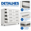 Ver imagem 4 de Cômoda Raissa 8 Gavetas Grande para Organização de Roupas e Acessórios no Quarto