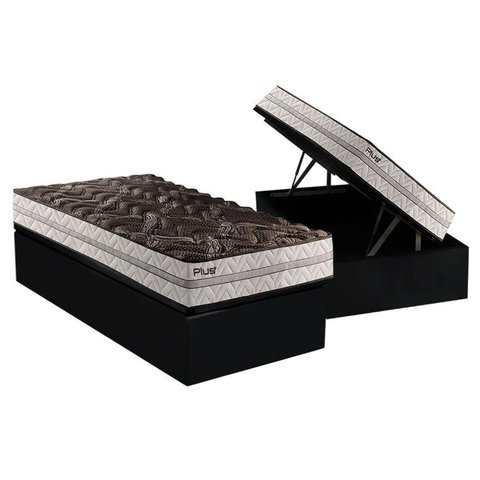 Cama Box Baú Solteiro: Colchão Espuma D33 Paropas Pasquale Plus Euro Pillow + Base CRC Suede Black(8