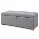 Ver imagem 3 de Puff Baú Casal Base Madeira Maciça 140cm Slim
