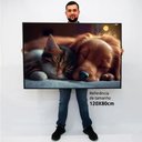 Ver imagem 2 de Quadro Decorativo Amigos Pet em Moldura Caixa Tacolado Moldura Caixa 3cm Preta sem Vidro 80 X 120cm