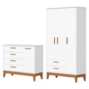 Ver imagem 1 de Jogo de Quarto Infantil Flip Guarda Roupa 3 Portas e Cômoda 1 Porta Branco Fosco - Reller Móveis