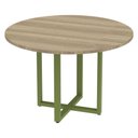 Ver imagem 1 de Mesa de Reunião Redonda P25 Pandin 110 Cm (largura) Tampo Mdp Noce Naturalle Pé Aço Tubular Verde