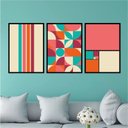 Ver imagem 1 de Kit 3 Quadros Bauhaus Dopamina 33x24cm:Madeira preta