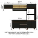 Ver imagem 4 de Armário de Cozinha Completa 260cm Preto Reims Madesa 07