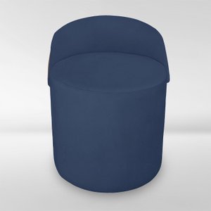 Puff Orgânico Redondo com Encosto Luxo Composé Corino e Suede para Sala e Recepção:azul