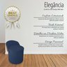 Puff Orgânico Redondo com Encosto Luxo Composé Corino e Suede para Sala e Recepção:azul - 2