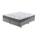Ver imagem 1 de Cama Box Queen Size 158x198 Courino Linho Cinza com Colchão Mola Ensacada