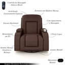 Ver imagem 3 de Poltrona do Papai Reclinável Massagem e Aquecimento Giratório Balanço 2 Porta Copos Mark Pu Marrom C
