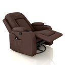 Ver imagem 2 de Poltrona do Papai Reclinável Massagem e Aquecimento Giratório Balanço 2 Porta Copos Mark Pu Marrom C