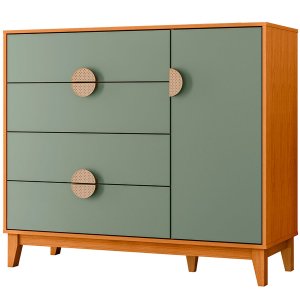 Cômoda Sapateira Cauê 4 Gavetas 1 Porta Cinamomo/sálvia