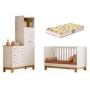 Ver imagem 4 de Quarto de Bebê com Berço Slim e Guarda Roupa com Cômoda Flora Branco Acetinado Qmovi + Colchão Gazin