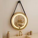 Ver mais imagens de Espelho Redondo Iluminado 40cm com Alça Touch 2 Leds com Alça Adnet Reduna