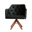 Ver imagem 1 de Cadeira Poltrona Ágata Veludo Preto com Capitonê e Base Giratória de Madeira