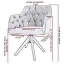 Ver imagem 7 de Cadeira Poltrona Ágata Veludo Preto com Capitonê e Base Giratória de Madeira