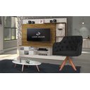 Ver imagem 6 de Cadeira Poltrona Ágata Veludo Preto com Capitonê e Base Giratória de Madeira